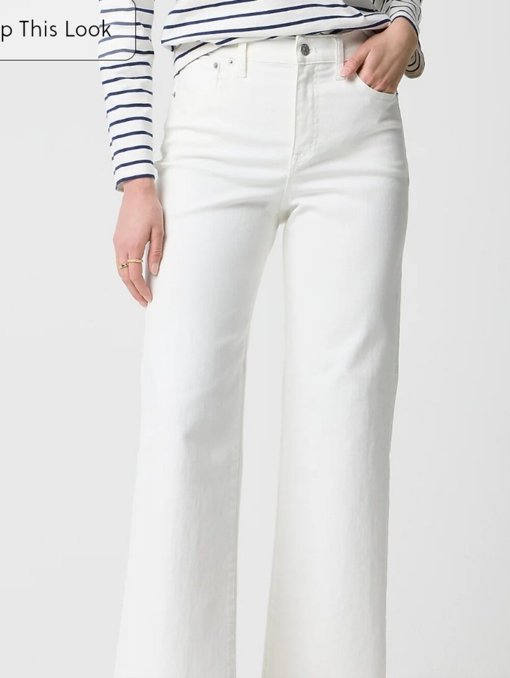 NWT H&M Womens High Rise Wide Leg White Denim Jeans Size 2